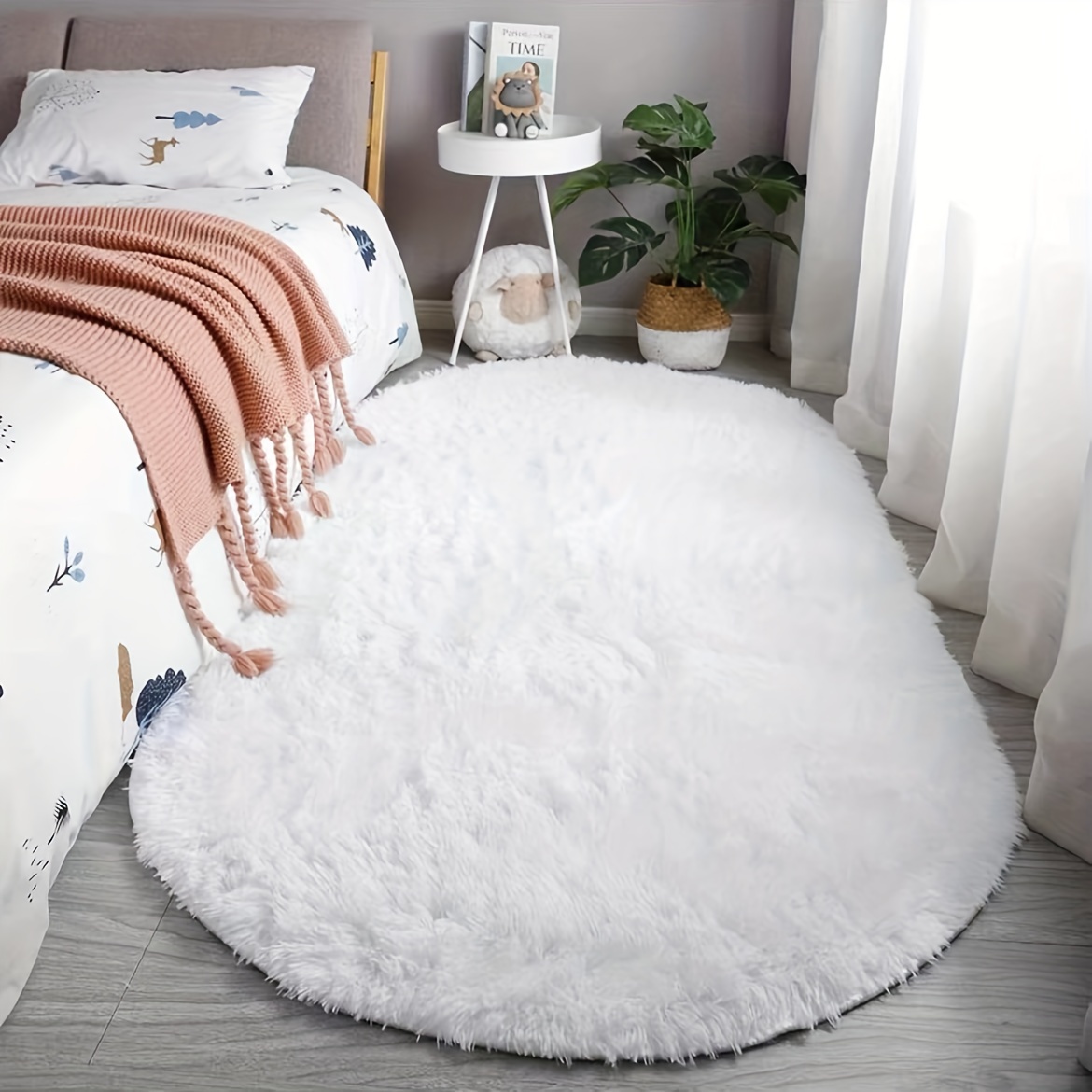 1d12fe03-1f37-46a4-9270-69070cb059a0.jpg Oval Shape Fluffy Rug - Image 1