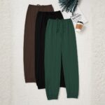 3pcs Women's Casual Drawstring Waist Pants