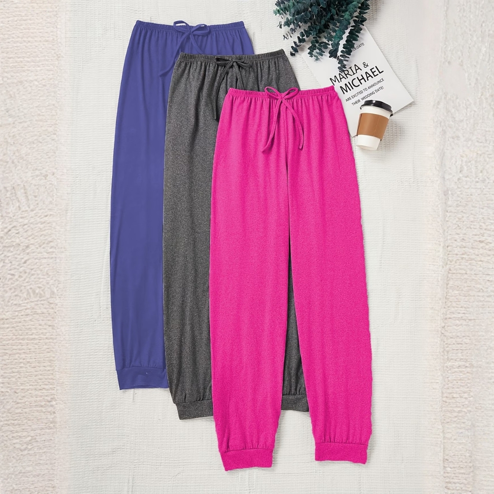 3pcs Women's Casual Drawstring Waist Pants (7) 3pcs Women's Casual Drawstring Waist Pants