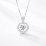 1-Carat 925 silver moissanite pendant necklace with star ring, 1 unit