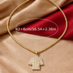 Trendy European and American rhinestone inlaid sports jersey pendant, 1 unit - Image 4