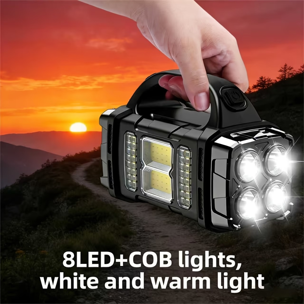 Rechargeable LED Camping Flashlight Solar USB Emergency Light (7) Rechargeable LED Camping Flashlight Solar USB Emergency Light