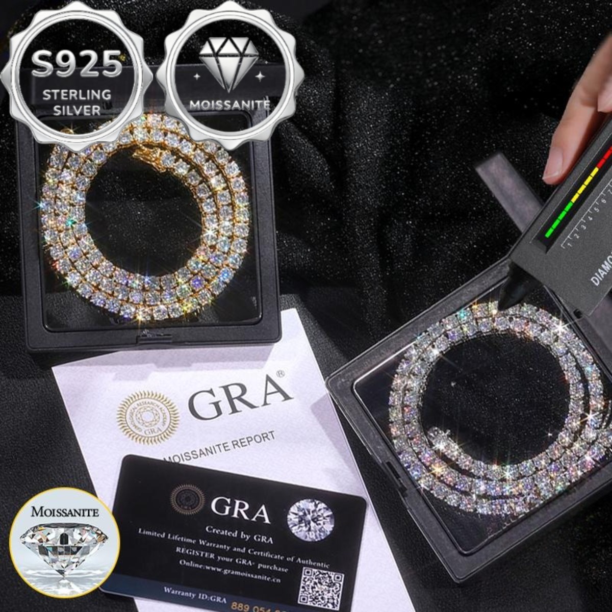 06d56c69516e47a98290da1ce35d4d18-goods.jpeg High Quality VVS1 moissanite Tennis Necklace S925 - Image 1
