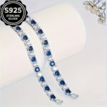 S925 silver blue white 5A zirconia bracelet, 1 unit - Image 3