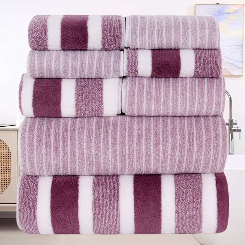 0e0462257b8646cbb556410085a3b1da-goods.jpeg 8pcs Coral Fleece Set: Towels, Washcloths, Bath Towels, Quick-Drying - Image 1