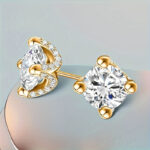 Elegance 18K gold plated 925 silver earrings with 2 carat moissanite, 1 unit - Image 8