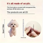 2D flat cute white teddy dog acrylic keychain with fluorescent bow, 1 unit - Image 6