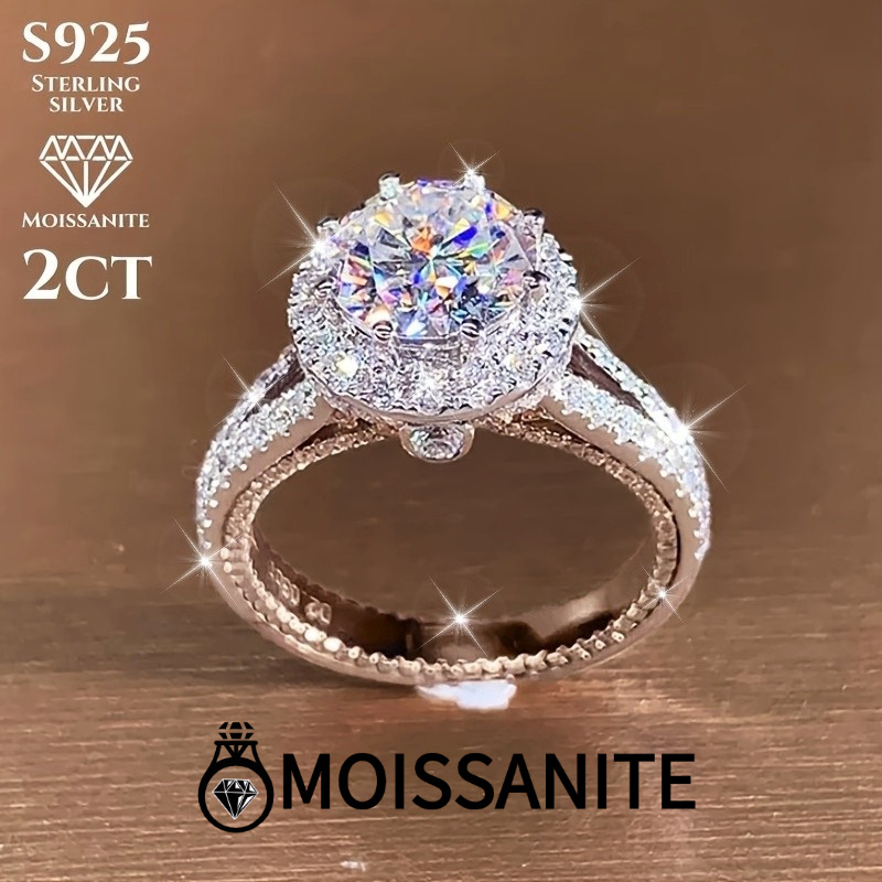 34900d0546cd4f61b02f42192a0e5fcc-goods.jpeg 2-Carat Moissanite 925 Sterling Silver Ring - Image 1