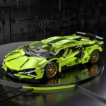 Green supercar building block toy set, 1488 piece set - Image 4