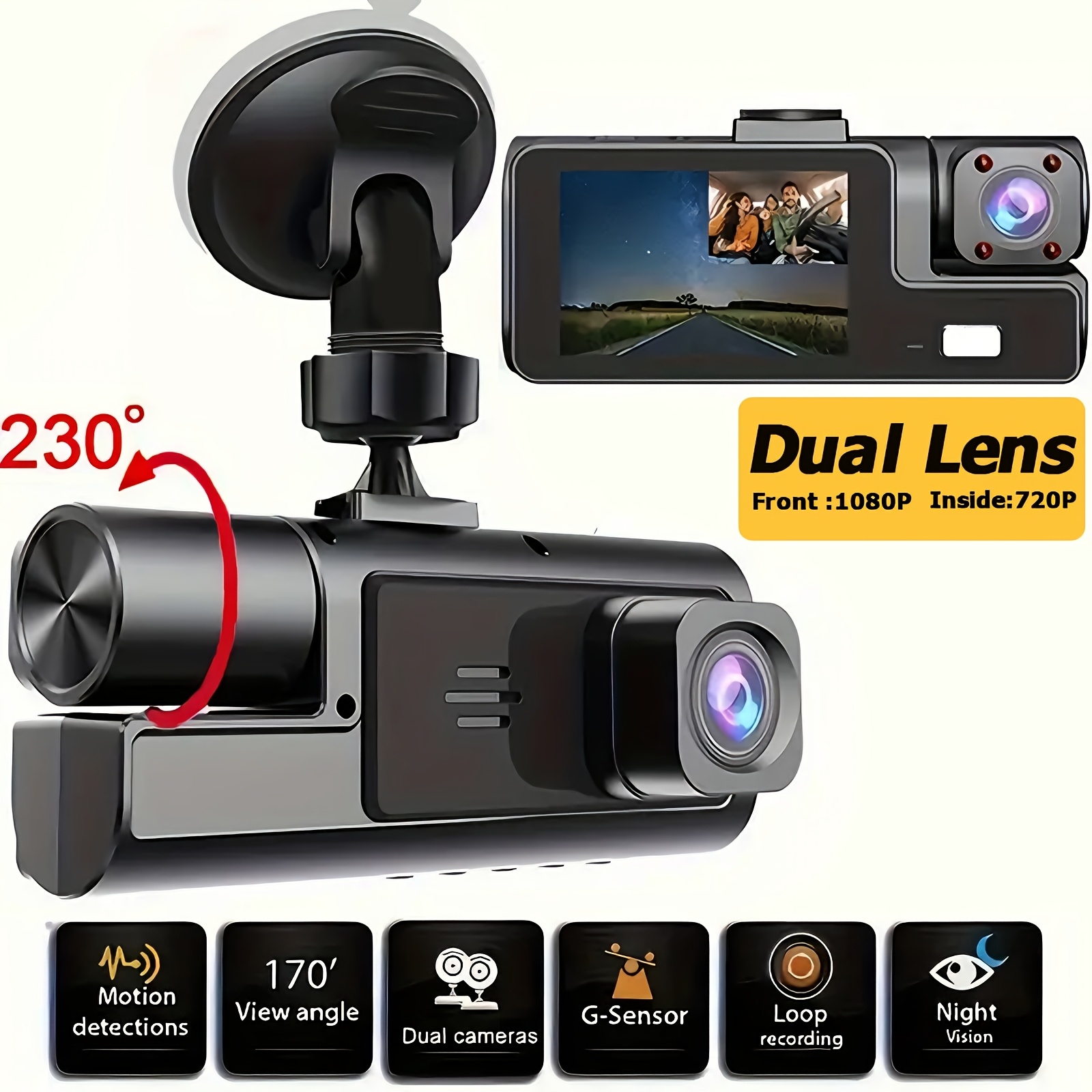 513a34d4-282f-42ec-8eaf-5c52a214e5fe.jpg Dual Lens Dash Cam Front & Inside Recording Camera - Image 1