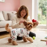 I love mom i love dad print pet clothes dog jumpsuit, 1 unit