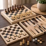 Advanced 3-in-1 chess, backgammon & checkers board game, 1 unit