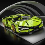 Green supercar building block toy set, 1488 piece set - Image 2