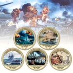 5 Pearl Harbor metal commemorative coins with gift box, 5 piece set - Image 5