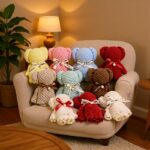 Ultra-soft coral fleece bear cleaning towels, 12 piece set