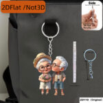 2D flat, 2D plane, old couple acrylic car keychain, 1 unit - Image 7