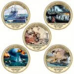 5 Pearl Harbor metal commemorative coins with gift box, 5 piece set - Image 3