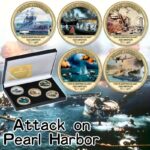 5 Pearl Harbor metal commemorative coins with gift box, 5 piece set - Image 4