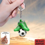2D flat soccer & football shoe keychain, 1 unit