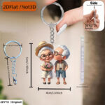2D flat, 2D plane, old couple acrylic car keychain, 1 unit - Image 3