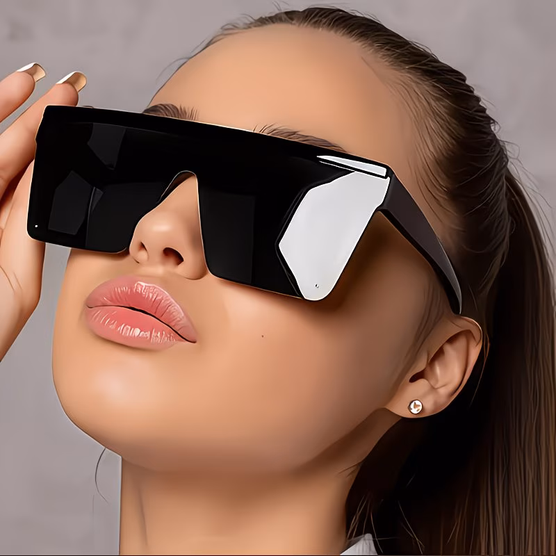 Oversized Futuristic Fashion Sunglasses – Large Frame PC Lens Designer Shades for Women, Streetwear & Daily Style