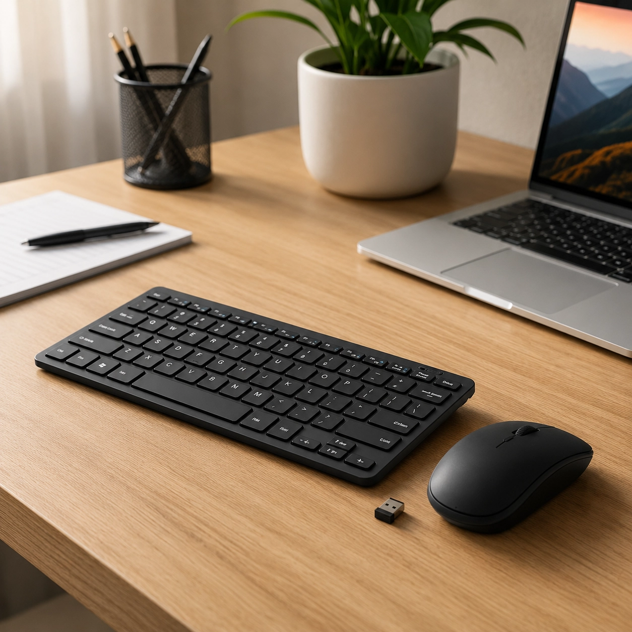 NATG377 Mini Keyboard and Optical Mouse Combo – Ultra Slim Wireless Set - Image 1