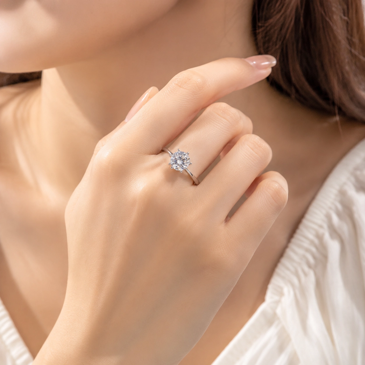 NATG424 Western Easy Simulated Moissanite Open Ring – Elegant Adjustable Fashion Ring for Modern Style - Image 1