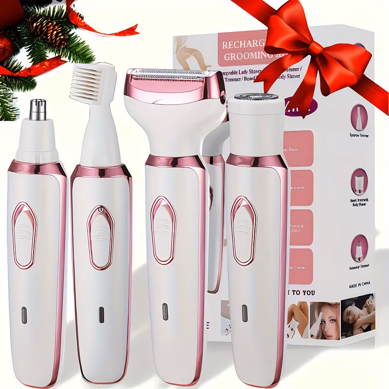 Women’s 4-in-1 Electric Grooming Kit – Rechargeable Multi-Function Lady Shaver for Face, Body & Sensitive Areas