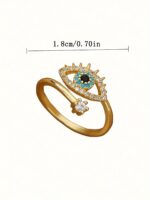 Adjustable Evil Eye Cubic Zirconia Open Ring for Women - Image 10