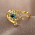 Adjustable Evil Eye Cubic Zirconia Open Ring for Women - Image 11