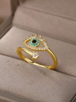 Adjustable Evil Eye Cubic Zirconia Open Ring for Women - Image 12