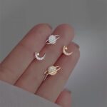 Asymmetrical Planet & Moon Stud Earrings for Women - Image 3