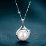 Sterling silver water droplet pearl pendant necklace, 1 unit