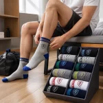 Men's mid tube socks, mixed colours, 10 pair pack