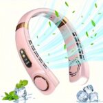 USB Rechargeable Portable Neck Fan with LED Lights - Image 2