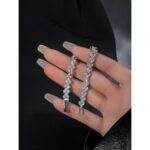1pc Luxurious High-End Love & Rhinestones Decoration Shiny Bracelet – Elegant Daily Wear for Women
