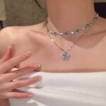 Women’s 2-Piece Blue Butterfly Layered Necklace Set - Image 4