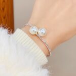 Women’s Pearl Rhinestone Open Cuff Bracelet