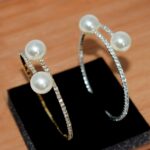 Women’s Pearl Rhinestone Open Cuff Bracelet - Image 6