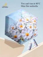 Pastel Floral 5-Fold Compact Travel Umbrella - Image 3