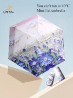 Pastel Floral 5-Fold Compact Travel Umbrella - Image 4