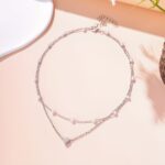Double Layer Heart Pendant Collarbone Necklace - Image 10