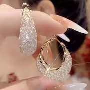 Women’s Gold Mesh-Wrapped Hoop Earrings
