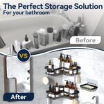 3-Pack Shower Caddy Organizer – Wall-Mounted Corner Shower Shelves with Soap Holder & Hooks - Image 3