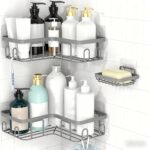 3-Pack Shower Caddy Organizer – Wall-Mounted Corner Shower Shelves with Soap Holder & Hooks - Image 5
