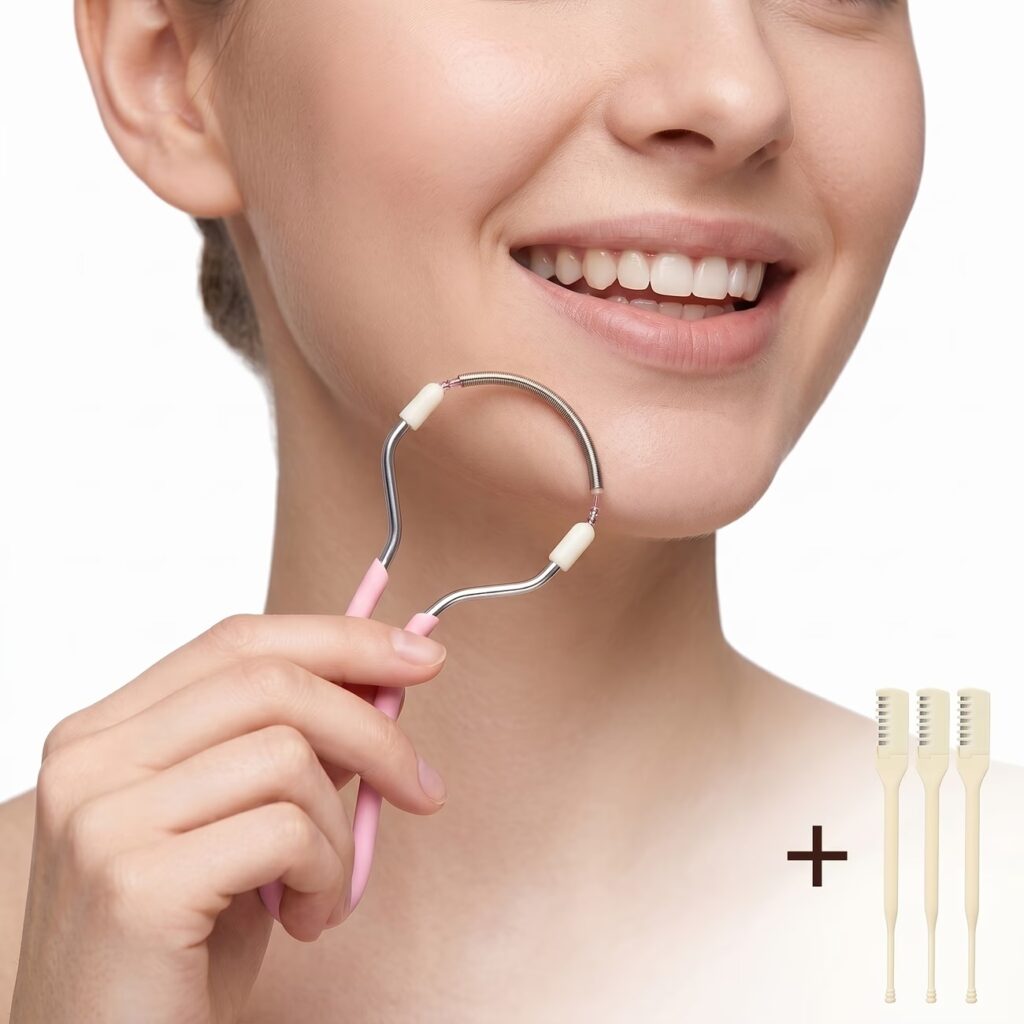 4pcs Facial Hair Remover Set – Spring Hair Removal Tool with Facial Shaver & Grooming Accessories