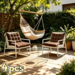 4pcs Set Square Solid-Color Outdoor Patio Cushions