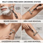 6-Layer Manual Safety Razor with 6 Precision Stainless Steel Blades – Reusable Face & Body Hair Removal Shaver for Men & Women - Image 2