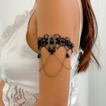 Black Lace Bracelet – Women's Gothic Floral Lace Arm Chain with Water Drop Tassel - Image 4