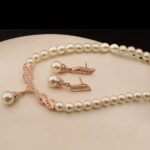 Bridal Faux Pearl Necklace & Earrings Set - Image 2